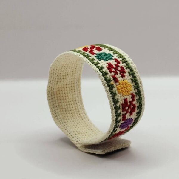 Hand-embroidered wristbands by Palestinian hands